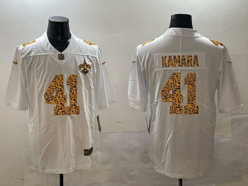 Men New Orleans Saints #41 Kamara White Panther pattern Nike 2025 Limited NFL Jersey style 1->atlanta braves->MLB Jersey